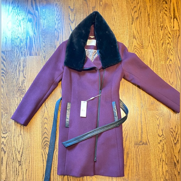 SOIA & KYO burgundy wool coat - Picture 2 of 6